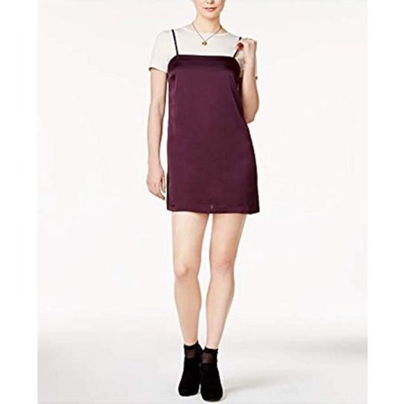Kensie Plum Satin Mini Slip Sleeveless Dress M - Picture 1 of 7